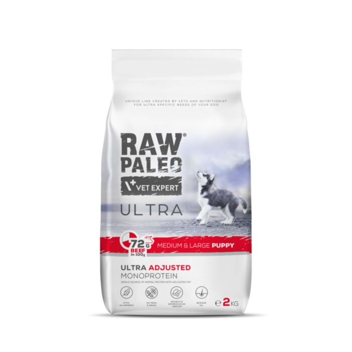RAW PALEO ULTRA KUCĒNU SAUSĀ B MEDIUM/LARGE LIELLOPS 2KG