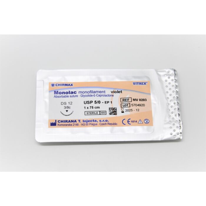 DIEGS ĶIR UZSŪC MONOLAC DS12 5/0 75CM VITREX MV0203 VIOLETS